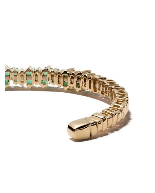 Suzanne Kalan Metallic 18-karat Gold, Emerald And Diamond Cuff