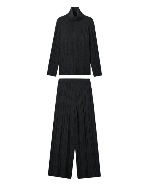 B+ AB Black Ribbed High-Neck Trousers