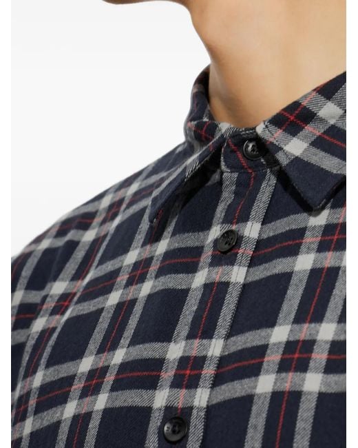 Rag & Bone Gray Check-Pattern Cotton Shirt for men