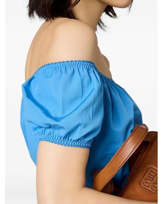 Miu Miu Blue Short Boat Neck Mc Dress