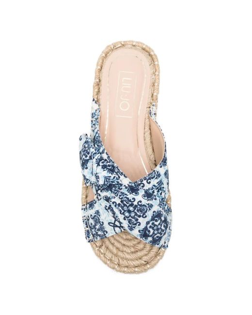 Liu Jo Blue Paisley-Print Braided Sandals