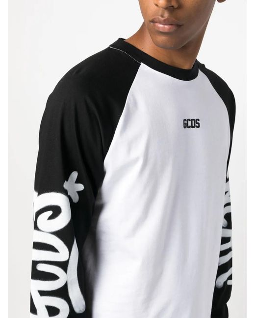 Gcds Black Graffiti-Logo Long-Sleeve T-Shirt for men