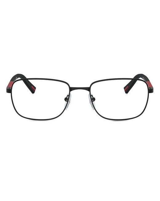 Prada Linea Rossa Black Rectangle-Frame Glasses for men