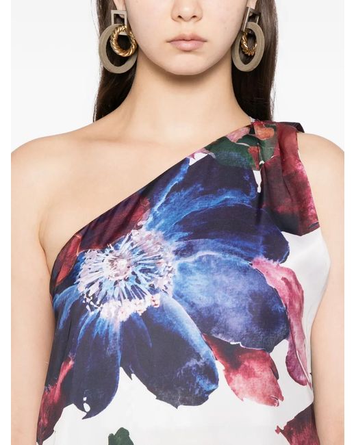 BLAKLACE White One-Shoulder Floral Dress