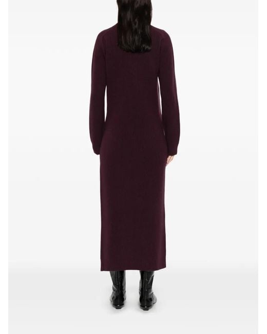 Laneus Purple Slit Ribbed Dress