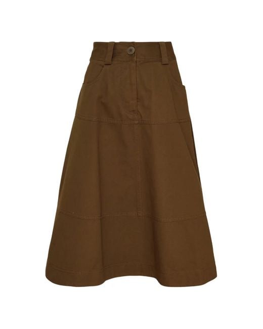 Lee Mathews Natural Panelled A-Line Midi Skirt