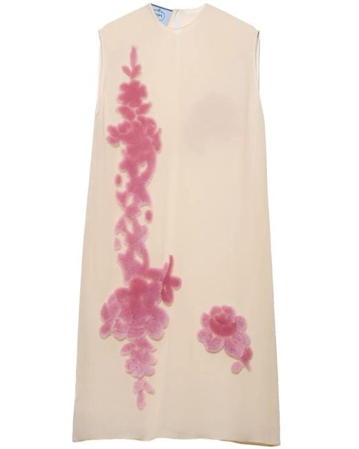 Prada Georgette Midi-Jurk in het Pink