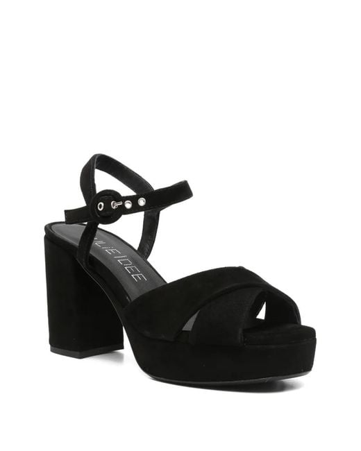 Julie Dee Black Crossover-Strap Sandals