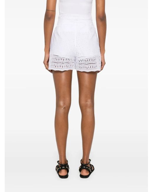 Ermanno Scervino White Shorts Mit Lochstickerei