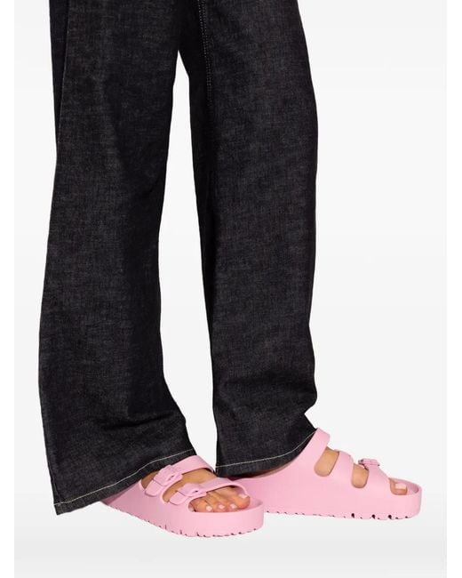 Birkenstock Pink Florida Flex Triple Buckle-Strap Slides