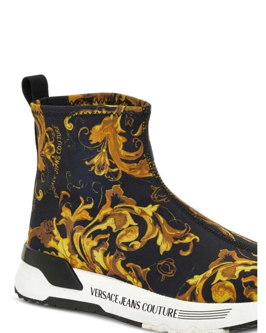 Versace Jeans Couture Black Baskets À Imprimé Baroque