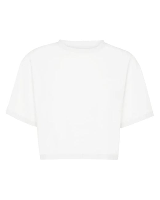 T-Shirt Crop À Col Rond Philipp Plein en coloris White