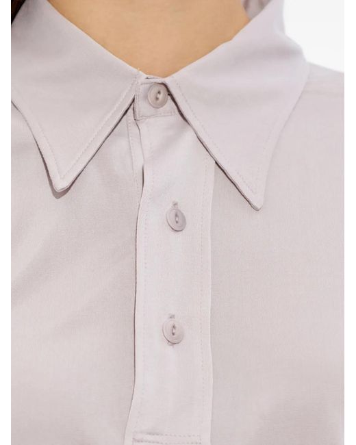 Maison Margiela Gray Buttoned Polo Top