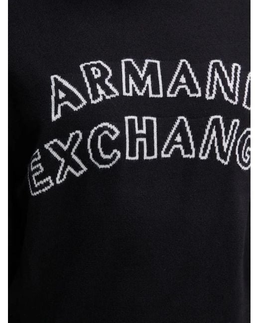 Felpa Con Logo A Intarsi di ARMANI EXCHANGE in Black da Uomo