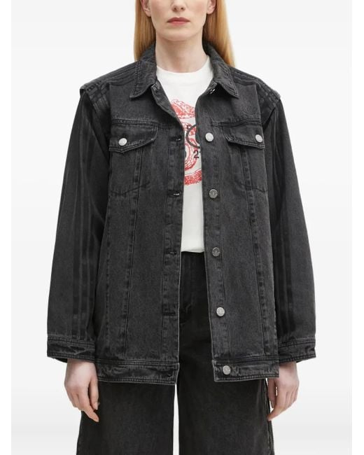 Adidas Black Panelled Denim Jacket