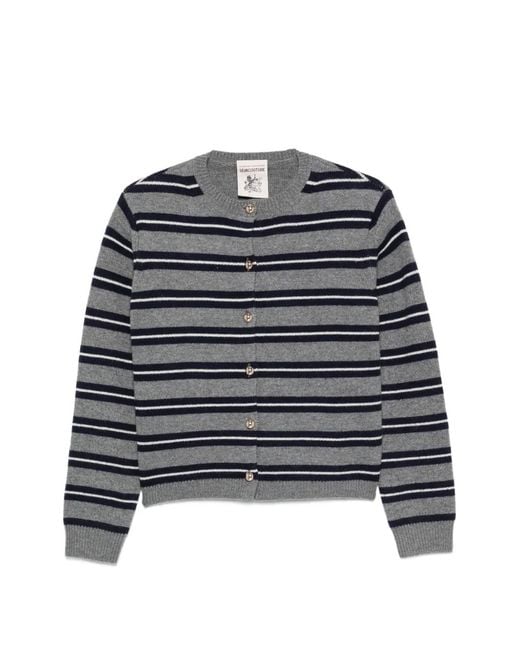 Semicouture Gray Striped Cardigan