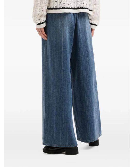 B+ AB Blue Drawstring-Fastening Pinstripe Trousers
