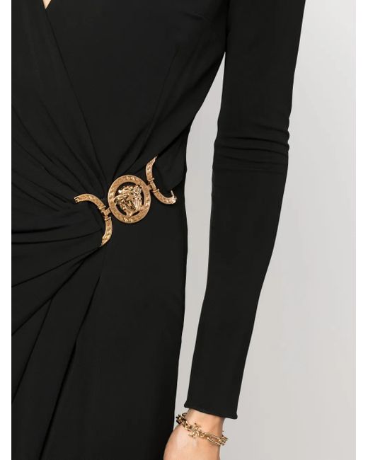 Versace Black Medusa '95 Midi Wrap Dress