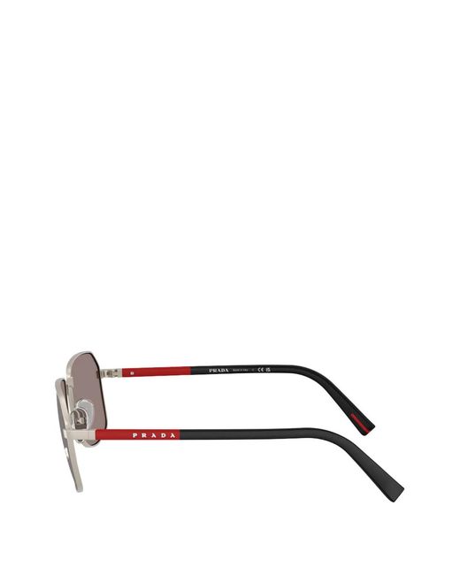 Prada Linea Rossa Gray Rectangle-Frame Sunglasses for men