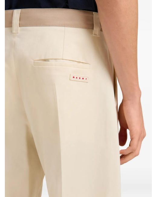Marni White Pantalon Ceinturé À Patch Logo for men