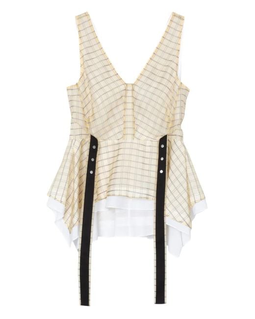 3.1 Phillip Lim White Kariertes Oberteil mit Schößchen