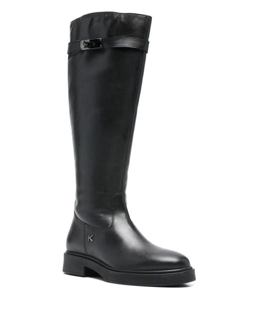 Keys Black Buckle Strap Boots