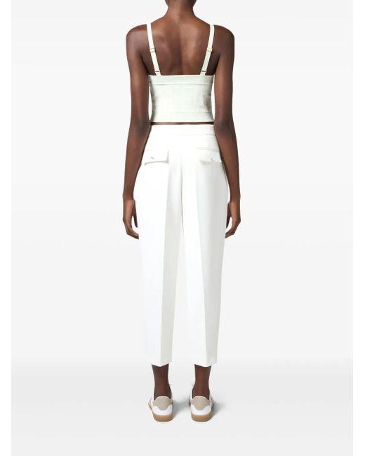 Elisabetta Franchi White Logo Jacquard Top