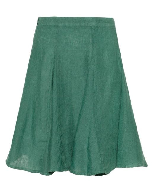 120% Lino Green A-line Linen Miniskirt