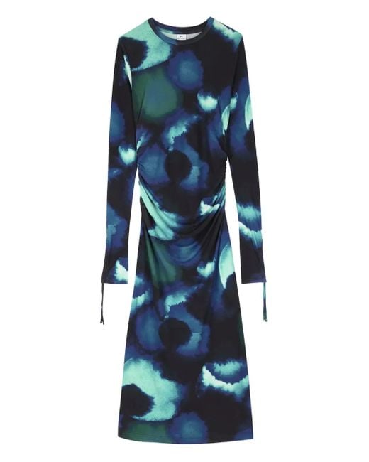 Paul Smith Blue Abstract-Print Midi Dress