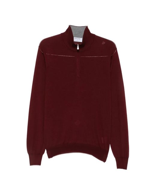 Gran Sasso Red Quarter-Zip Wool Sweater for men