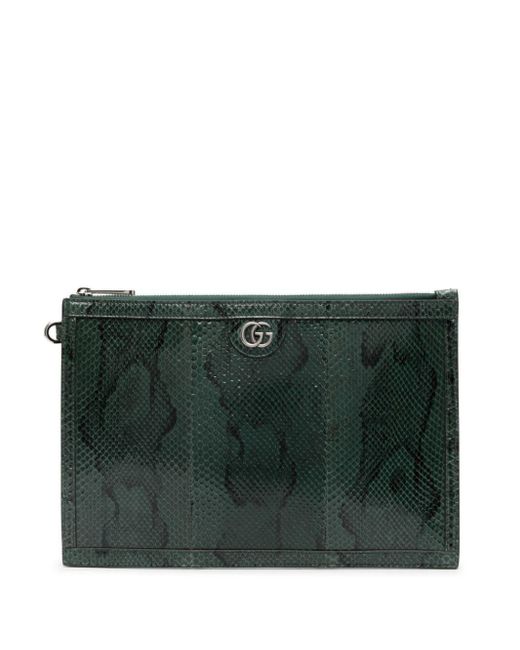 Gucci Green Snakeskin-efffect Clutch Bag for men