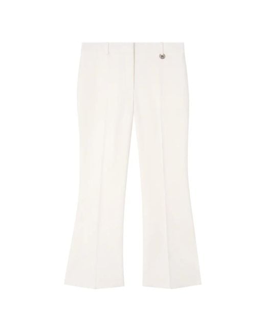 Burberry White Cropped Wool Flared Trousers