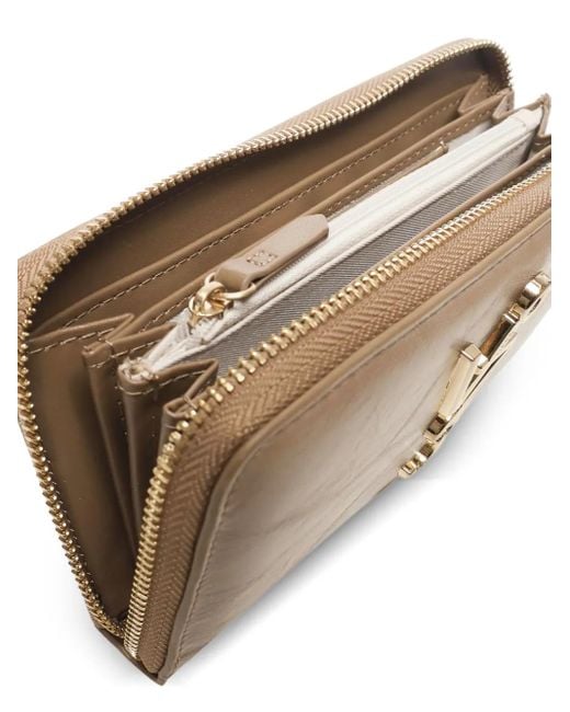 V73 Natural Logo-Plaque Zip-Around Wallet