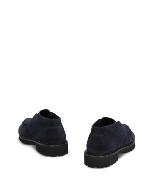 Doucal's Blue Round-Toe Leather Boots for men