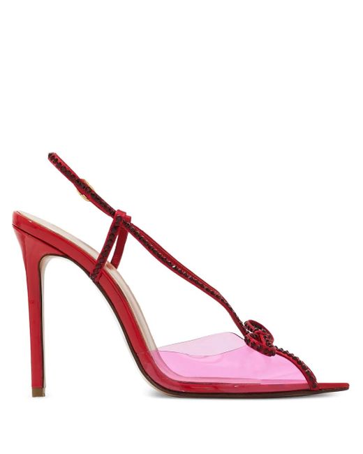 Andrea Wazen Pink 105Mm Kay Crystal Bow Sandals
