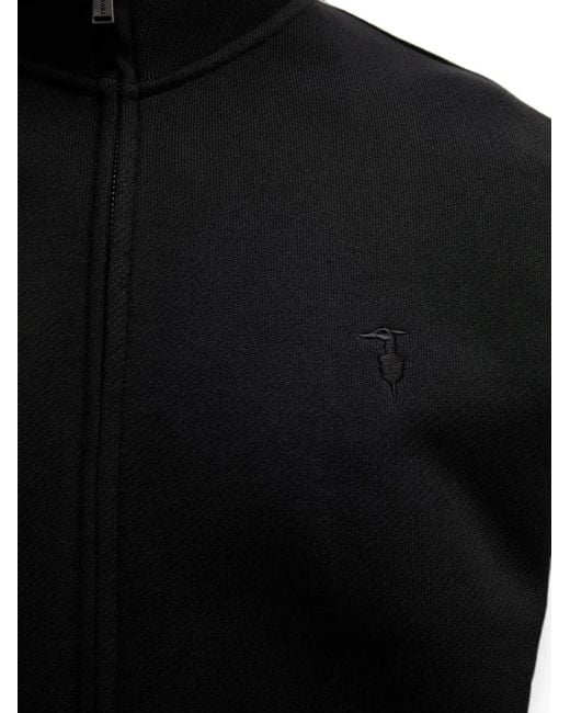 Trussardi Black Logo-Embroidered Zip-Up Cardigan for men