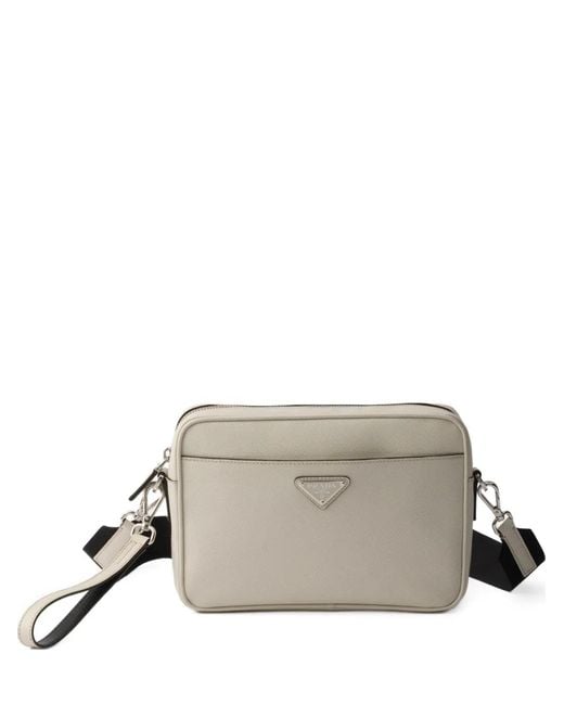 Prada Gray Saffiano Leather Shoulder Bag for men