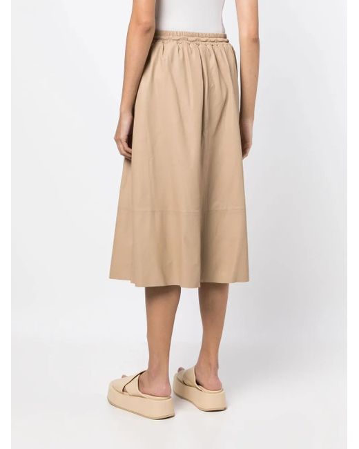 Yves Salomon Natural Leather Flared Skirt