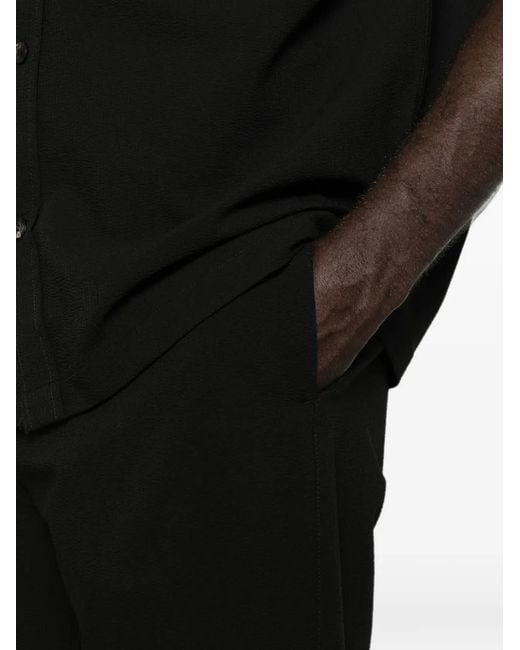 Emporio Armani Black Pressed-Crease Straight-Leg Trousers for men
