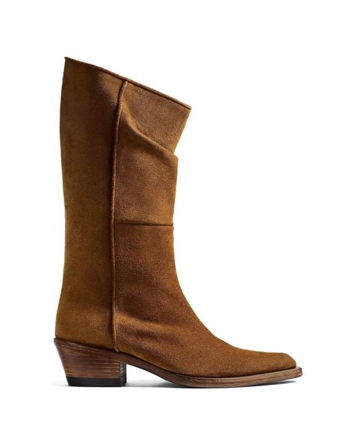 Khaite Brown Clive Suede Cowboy Boots