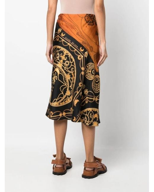 MARINE SERRE Black And Regenerated Jewellery Print Silk Skirt - Women's - Silk