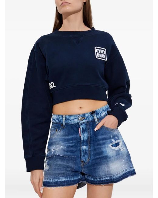 DSquared² Blue Embroidered-Motif Sweatshirt