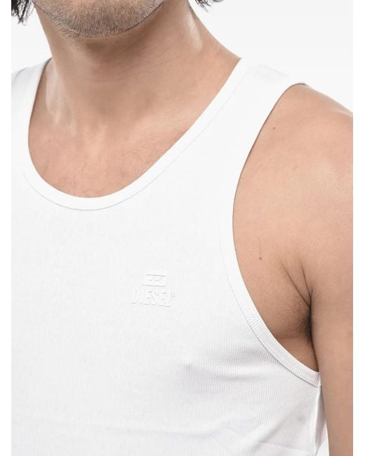DIESEL White Ribbed Tank Top for men