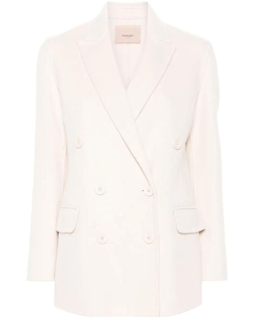 Twinset Natural Double-Breasted Blazer