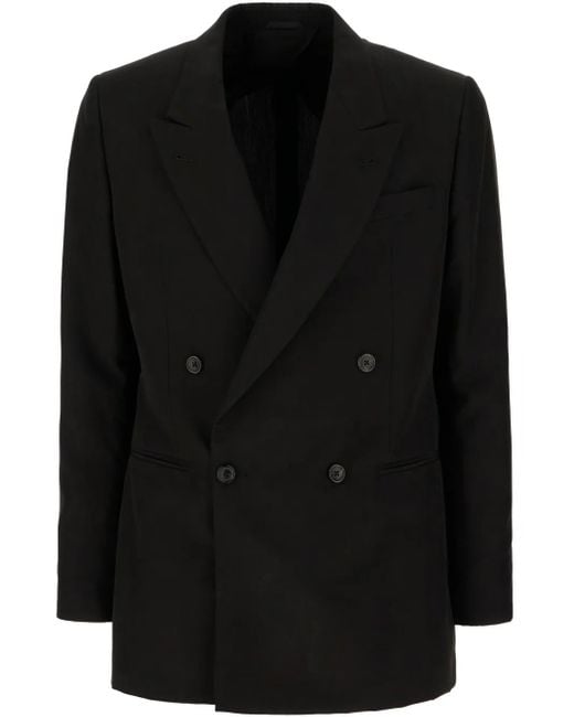 Reveres 1949 Black Double-Breasted Blazer for men