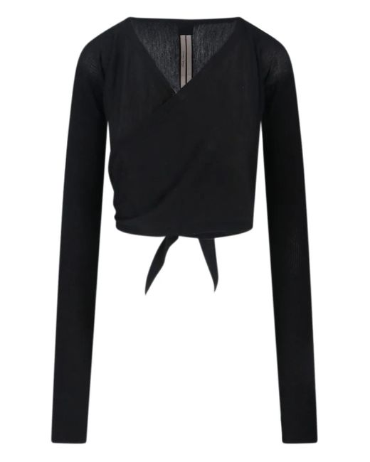 Rick Owens Black Ribbed Cardigan