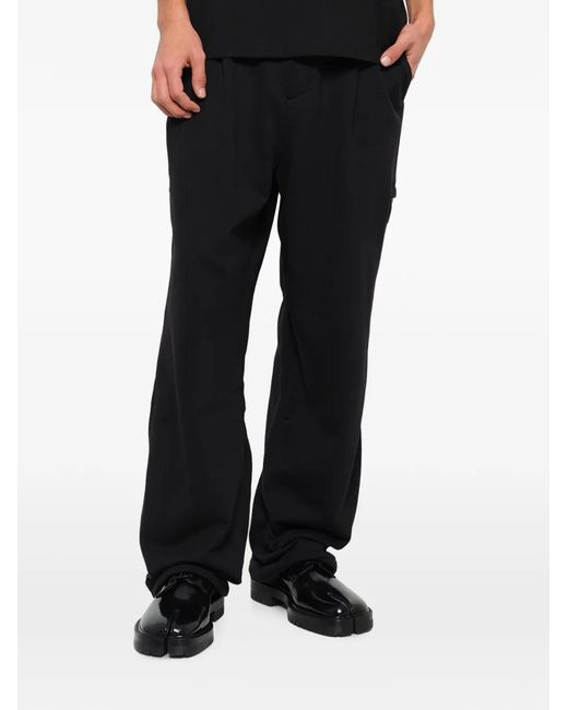 Wooyoungmi Black Pleated Drawstring-Waist Track Pants for men