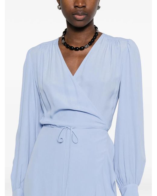 Twinset Blue Robe Portefeuille À Volants
