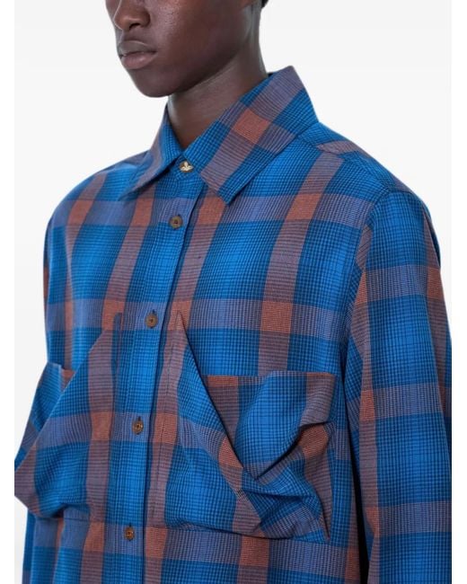 Vivienne Westwood Blue Check-Pattern Button-Down Shirt for men