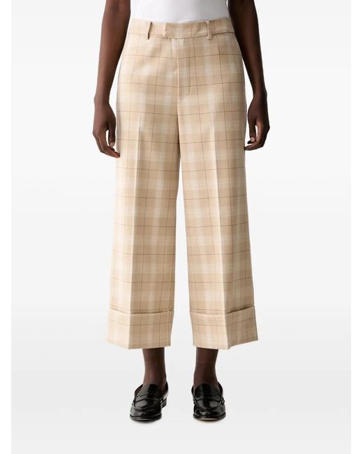 Mos Mosh Natural Mmleyla Chels Check-Pattern Cropped Trousers